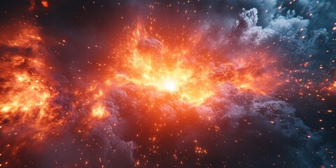 Wall Mural - Cosmic explosions creating bold, radiant abstract textures. Generative AI