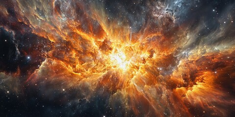 Wall Mural - Cosmic explosions merging stars and abstract colors. Generative AI