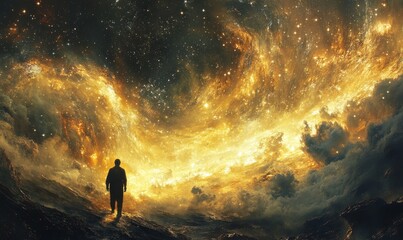 Wall Mural - Cosmic scenes merging stars with surreal abstract aesthetics. Generative AI