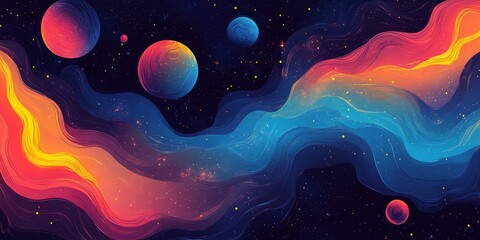 Wall Mural - Deep space designs blending cosmic and abstract patterns. Generative AI