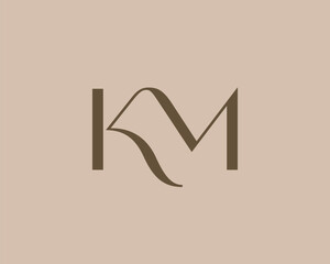 Wall Mural - KM letter logo icon design. Classic style luxury initials monogram.