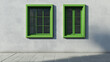 © Ramses - modern green  window on grey house facade