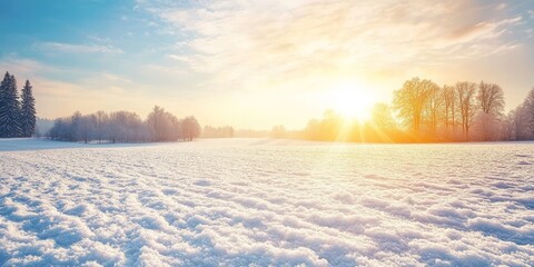 stunning background showcasing a sunny day along with the first snow covering an open field, creatin