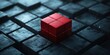 © Levan - Concept of thinking differently highlighted by a red cube that stands out, showcasing innovation and creativity through its unique direction compared to surrounding elements.