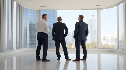 Wall Mural - A business team discussing trade agreements and international policies in a corporate office setting