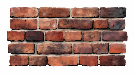 Collection of old red brick for wall isolated on transparent background. Cinder. Illustration