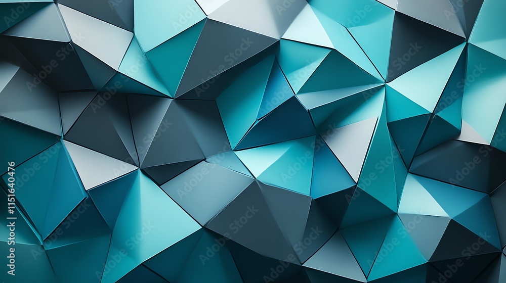 Abstract geometric background. Interlocking teal and gray polygons ...