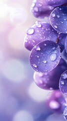 Wall Mural - A bunch of purple grapes with water droplets on them