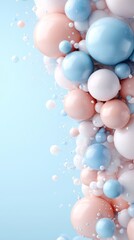 Wall Mural - A bunch of blue and pink balloons floating in the air