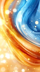 Poster - a blue and orange abstract background with bubbles