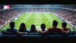 © Ruslan Gilmanshin - group of friends watches a live soccer match in a crowded stadium, immersed in the excitement and energy of the game, capturing sportsmanship, camaraderie, and passion