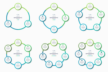 Wall Mural - Set of infographic circular diagrams. Collection of round charts for business infographics. Can be used for data visualization, presentation, report, brochure, web design.
