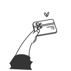 Wall Mural - hand holding gift card doodle style cartoon