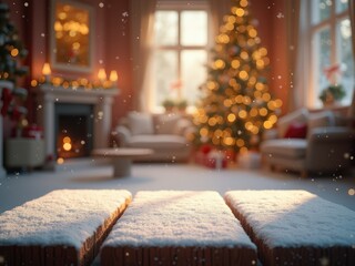 christmas tree with fireplace generative ai