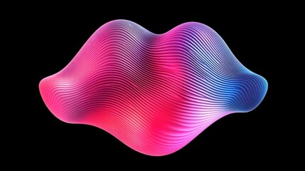 Wall Mural - abstract pink and blue 3d waveform: a digital art piece