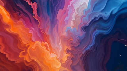 Wall Mural - Abstract Cosmic Nebula: Swirling Hues of Orange, Pink, and Blue