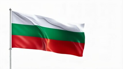 Wall Mural - Waving Bulgaria Flag on Flagpole over white background