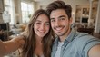 © Crazy Dark Queen - Young couple taking a selfie and smiling in a cozy home setting