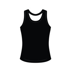 Silhouette of a black tank top icon on a white background in a simple and minimalistic style Vector illustration