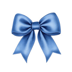 Wall Mural - Elegant blue bow with satin texture, hyperrealistic watercolor style, isolated on white