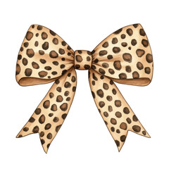 Wall Mural - Leopard print bow in hyperrealistic watercolor style with intricate details