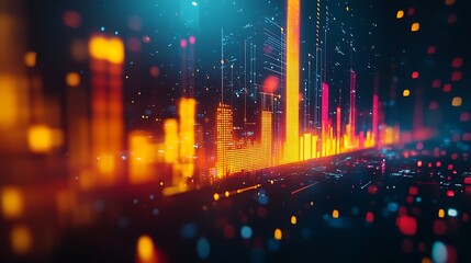 Digital data visualization in an abstract tech environment