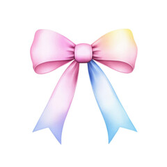 Wall Mural - pastel colored bow with soft pink, yellow, and blue hues, hyperrealistic watercolor style