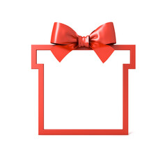 Poster - Red gift box shape frame product display mockup showcase or present frame border stand isolated on white background with shadow minimal creative idea concepts 3D rendering