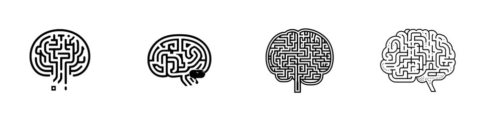 A thin outline icon featuring a thought bubble and a maze, symbolizing logical thinking and the thought process. This modern, customizable, isolated pictogram in EPS 10 format is designed for web and