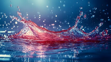 Wall Mural - Red and Blue Water Splashing Dynamically