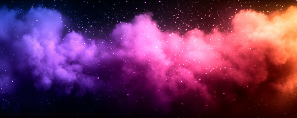 Wall Mural - cosmic nebula, vibrant hues of purple, pink, and orange clouds with sparkling stars