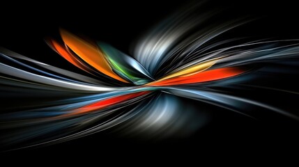 Wall Mural - Abstract shapes and neon lights intertwining in a dynamic fusion of 2D and 3D elements