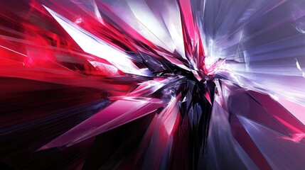 Wall Mural - Bold geometric patterns colliding with glowing 3D shapes in a vibrant, energetic space.