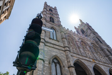 Wall Mural - Notre-Dame Basilica in Old Montreal. Montreal, Quebec, Canada.