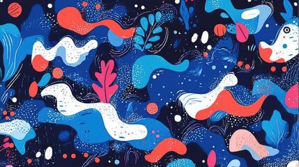 Wall Mural - Bold geometric patterns colliding with glowing shapes in a vibrant, energetic space.