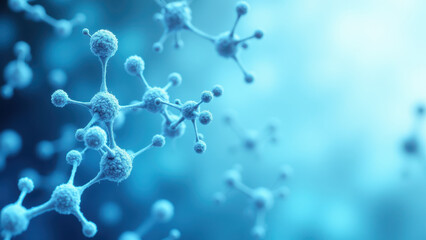 Poster - Microscopic view of Semaglutide molecules with a blurred background.