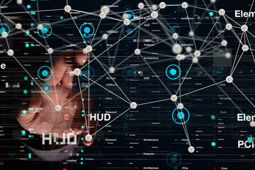 Aufkleber - Neural network 3D illustration. Big data and cybersecurity