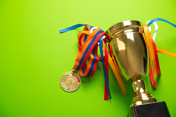 Wall Mural - Winner medal, golden trophy. Success. Win