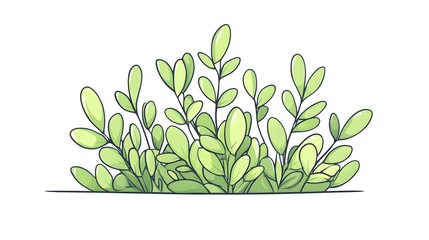 Wall Mural - Lush Green Foliage Illustrative Bush Drawing