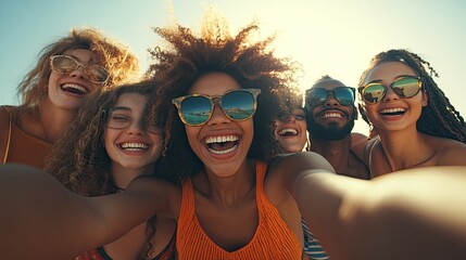 Happy Friends Taking A Fun Selfie Together Outdoors