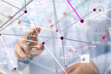 Aufkleber - Neural network 3D illustration. Big data and cybersecurity - 3d