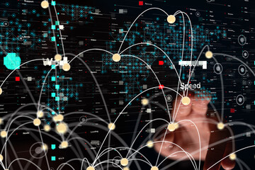Aufkleber - Neural network 3D illustration. Big data and cybersecurity