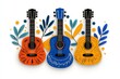 © Sanchai - A playful 2D illustration of a guitar surrounded by whimsical musical notes and cheerful abstract patterns on a clean white canvas