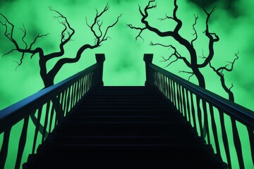 A haunting graph glowing in eerie green, with twisted vines and shadowy shapes encircling the bars in a gothic design