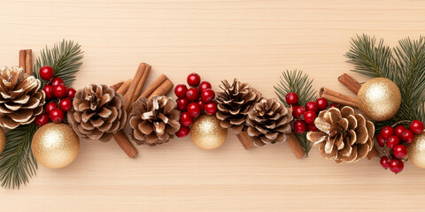 Wall Mural - Festive Gold Garland Flat Lay for Holiday Decor