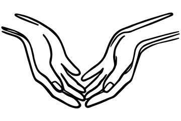 Wall Mural - Two human hands, one line art vector