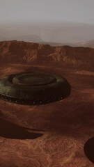 Wall Mural - enigmatic spaceship hovering over arizona's mountains