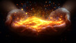 © AndyGordon - A magical, glowing substance held between two hands, radiating sparks of light and energy, creating a mystical effect.