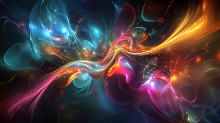Aufkleber - A vibrant, swirling abstract composition featuring bright colors and fluid shapes, evoking a sense of movement and energy.