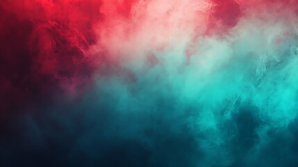 Canvas Print - Abstract red and teal smoke clouds.